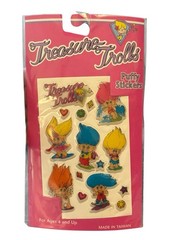Treasure Trolls Vintage Puffy Stickers 1992 Ace Novelty Style #1