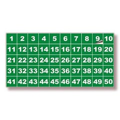Consecutive Number Stickers – 1 to 50, 1 Set – Vinyl Self 1-inch Green