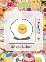 60 PCS Cute Food Stickers Snack Hamburger Pizza Cake Donuts Vinyl Waterproof