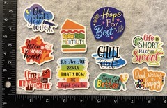 Lot of 10 Assorted Positive Affirmation Stickers Smile Happy Love Fitness