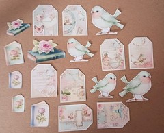 Lot #1 Birds Roses junk journal DIE Cut Paper Ephemera Tags Collage Scrapbook