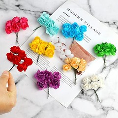120 PCS Mini Paper Flowers,30mm in Assorted Colors Artificial Multi Color