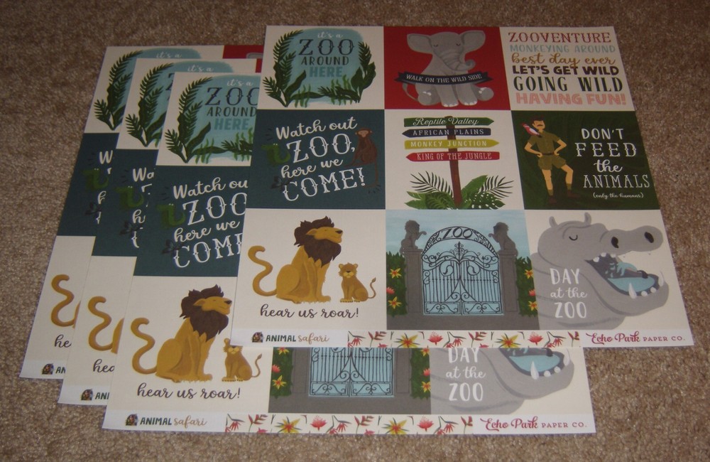 Echo Park 12×12 Double Sided Scrapbook Papers(4) ~ Animal Safari…..4×4 Journal