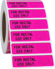 for Rectal Use Only Stickers 1.5″ X 0.375″ Fluorescent Red Stickers