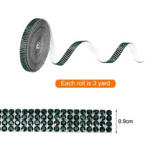 0.35 Inch Self Adhesive Rhinestone Strips 3 Yard for Crafts,Dark Green