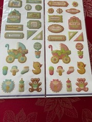 RARE BOY GIRL BABY – LOT #327 – VERY CUTE PUFFY STICKERS – ALPHABET ANIMALS TAGS