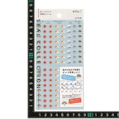 MIDORI notebook seal/sticker, removable feeling seal, weather pattern, set of 2