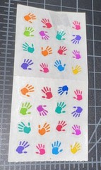 Vintage Sandylion 2 Modules Sticker Sheet Colorful Handprints Missing 1