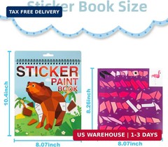 2PCS Sticker Paint by Number Books for Kids Animal & Ocean Activity Set
