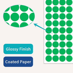 1″ Green Dot Stickers 1050 PCS round Circle Stickers Colored Coding Labels