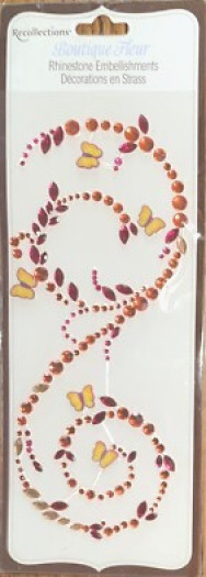 Swirls Flourish Bling Red Gems Butterfly Boutique Fleur Recollections Stickers