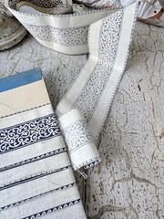 1.85 yrds ( 3.7 avail) Printed Cotton Trim Antique c 1900 French Textile Border