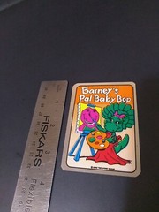 Vintage Stickers Barney Dinosaur Foil Mylar Vending Machine Sticker Reflective