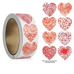 Red Heart Valentine Stickers – 1 Inch Self-Adhesive Love Labels for Gifts ETC