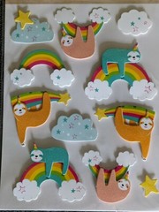 11 PC Rainbow Sloth Pop Up 3D Stickers Planner Papercraft DIY Crafts Scrapbook