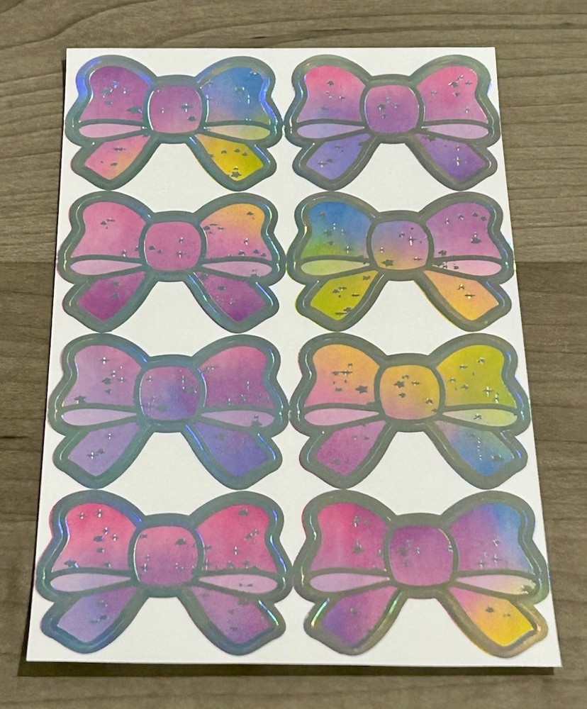 NEW Simply Gilded Rainbow Galaxy Ombre Bows Sticker Sheet SG Stickers