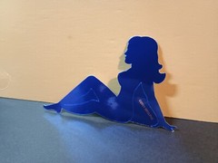 Vintage Stickers MUD FLAP GIRL Glossy Foil Vending Sticker VTG PVI Blue 01