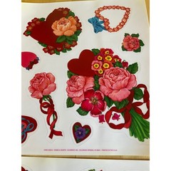 Vintage Current Inc Roses & Hearts Sticker Sheets Floral Valentine Die Cut 2pc