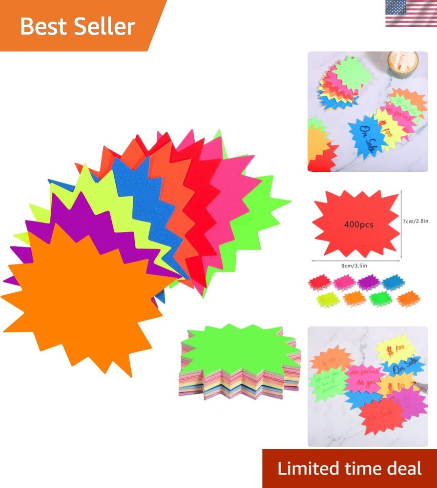 400 Neon Yard Sale Stickers – Eye-Catching Starburst Labels for Events