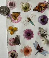 FLOWER Dimensional Stickers (13pc)Hallmark•Vellum•Pop-Ups Butterfly•Card Making•