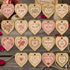 Set Off Valentines Love Tags PICK A Set Embellishments Junk Journal Scrapbook