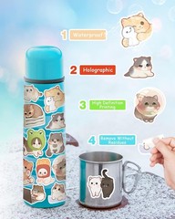 100 Pcs Kawaii Cat Stickers Pack for Kids Girls Boys Adults | Cute Cartoon Ki…