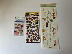 Scrapbooking Supplies lot – Paper, Stickers & Clear Case – Mixed Brands