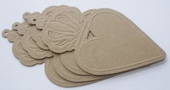 {4} EMBOSSED HEART CROWN Vintage Hearts Bare Chipboard Die Cuts – 2 3/8 x 4 1/2