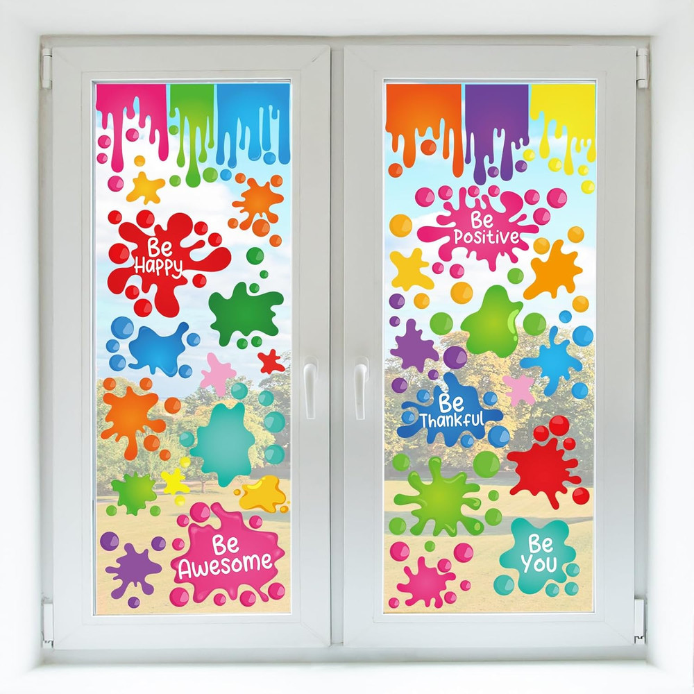 Cinrobiye 9 Sheets Inspirational Quotes Window Clings for Home and Classroom
