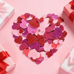 300 Pcs Heart Foam Stickers, Valentine’s Day Self Adhesive Glitter and Matte