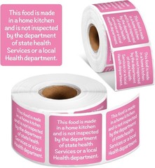 500 Count Cottage Food Law Labels Stickers 1.5” Pink Square Food Stickers Mad…