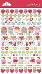 Stickers Puffy Doodlebug Berry Sweet Icons Strawberries Mice Treats Birds Flower