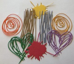 SCRIBBLE MARK Die-Cuts(8pc)4 Sizes•Splat•Oval•Heart•Doodle•Colorful*Card Making