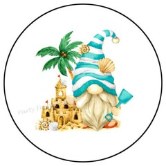 BEACH GNOME SAND CASTLE ENVELOPE SEALS LABELS STICKERS PARTY FAVORS
