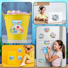 24 Sheets Make Your Own Ocean Stickers for Kids, Summer Sea Animal Color