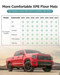 Floor Mats for Toyota Tundra: 2014-2021 (Only for CrewMax Cab), Car Accessori…