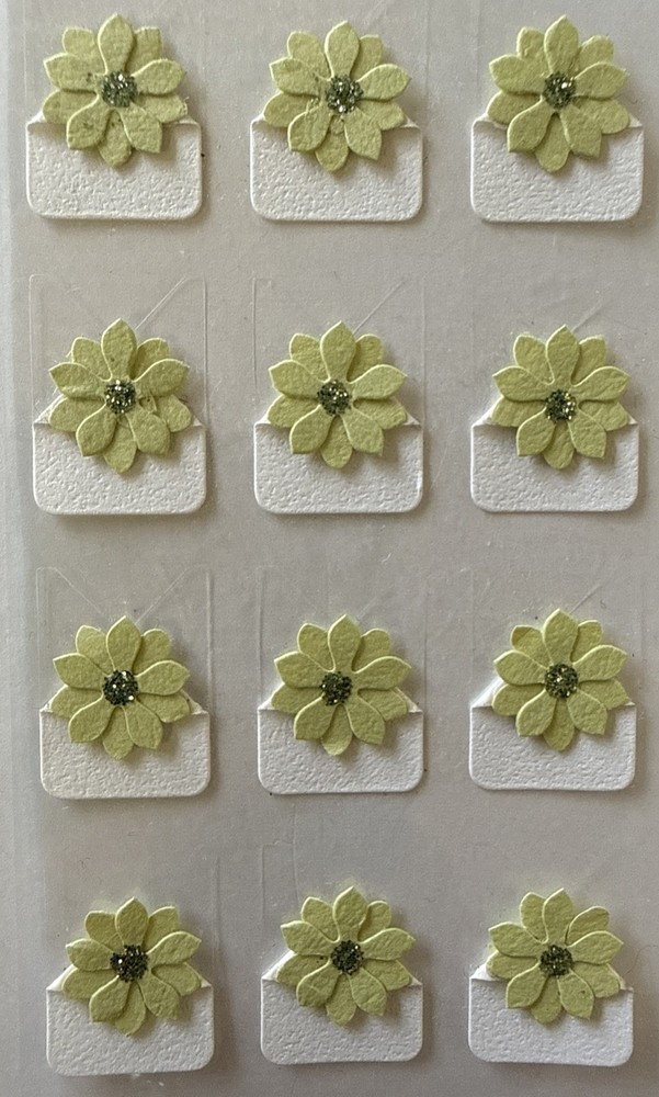 GREEN FLOWER PHOTO CORNER Dimensional Stickers(12pc) Garden•Glitter•Card Making•
