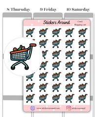 Grocery Shopping Cart Icon Planner Sticker, Calendar & Bullet Journal Sticker