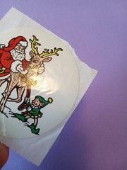 vintage 80’s Santa reindeer elf sticker module *damaged*
