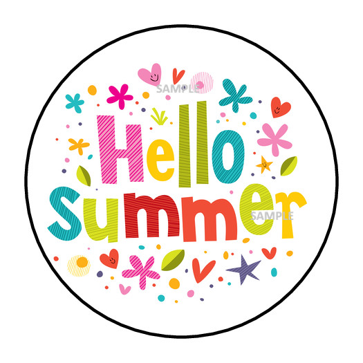 30 HELLO SUMMER ENVELOPE SEALS LABELS FAVORS STICKERS 1.5″ ROUND HEARTS STARS