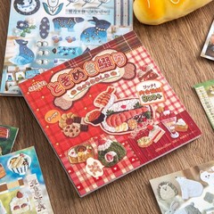 Japanese Girl’s Retro Sticker Book Food Theme Embroidered Stickers for