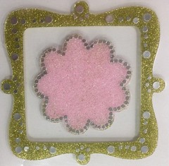 FLUTTER GLITTER BLING Shapes(2pc) Making Memories•Frame•Pink Flower •Rhinestones