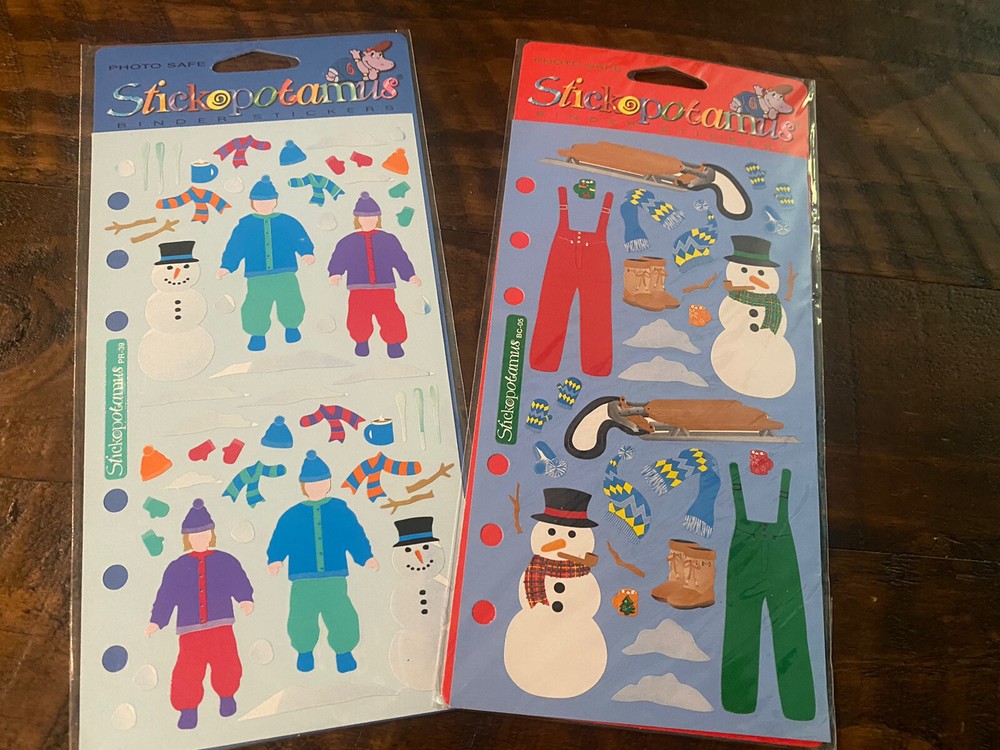 Lot of 2 Pkgs Stickopotamus Binder Stickers Snowy Day & Winter NIP
