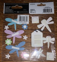Lot Of 2 Essentials Layered Dragonflies Flowers Tag 3D Die Cut Scrapbook Sticker