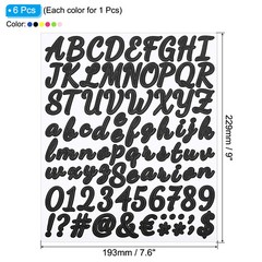 Alphabet Letters Numbers Stickers Set, Self Adhesive Cursive, Colorful 6 Sheets