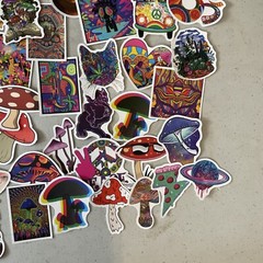 STICKERS!!! Assorted Lot Of 150+ Hippy Mushroom Peace Stickers