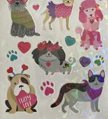 Cat Kittens Chihuahua Bulldog Dogs Puppy Love Hearts Stickers New Kids Decorate