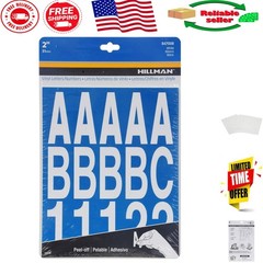 Durable Self-Adhesive 2-Inch White Die-Cut Letters & Numbers for Home or Office