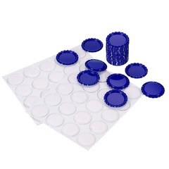 40 Set Bottle Caps for Crafts, Caps with Epoxy Stickers, Blue