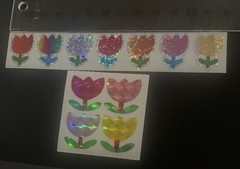 Vintage Flower Stickers Lot of 2 Shiny Prismatic 80’s 90’s Great Seven